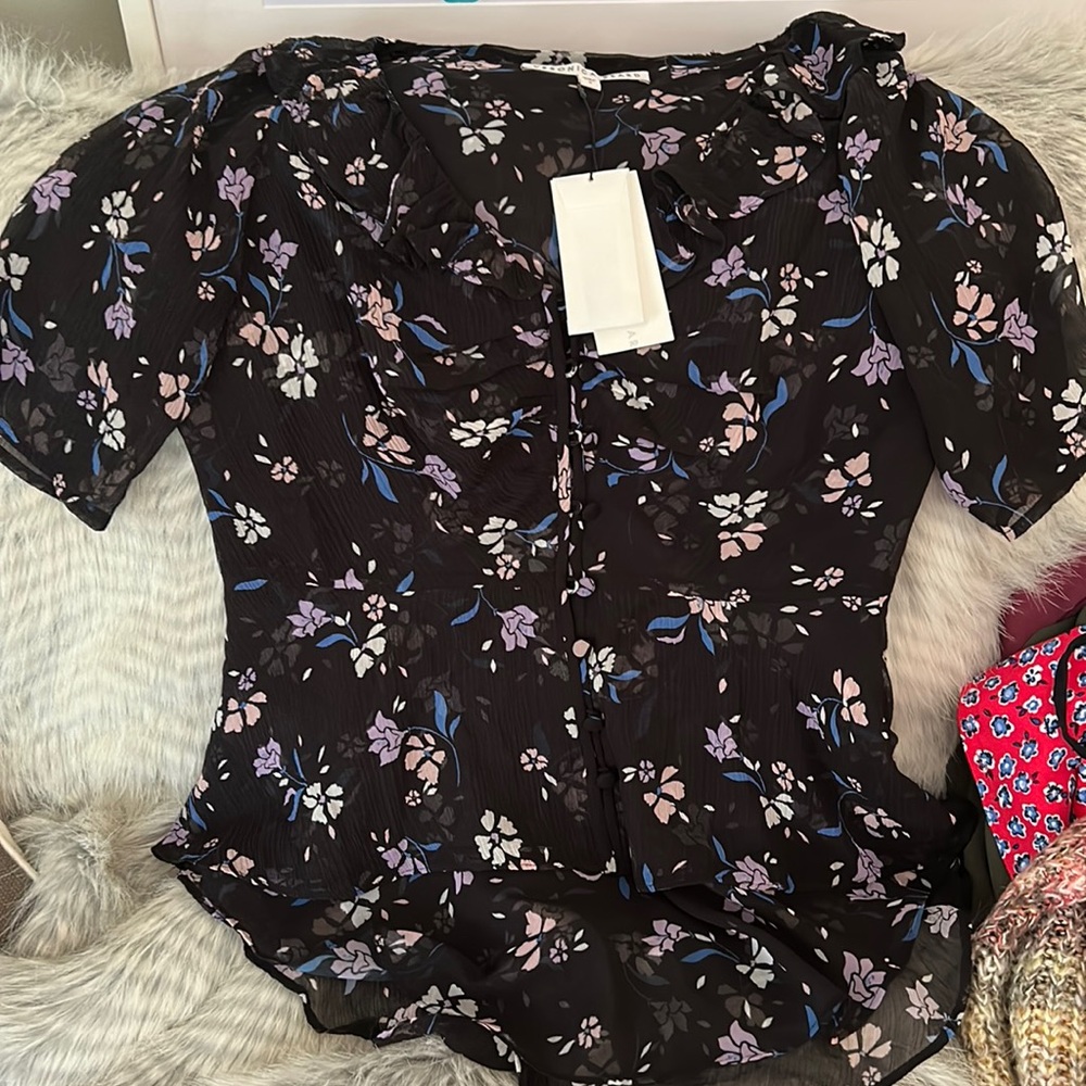 Veronica beard floral silk top